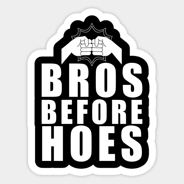 Dynamic 'Bros Before Hoes' Fist Bump Illustration on Black – Solidarity in Style Sticker by Tecnofa